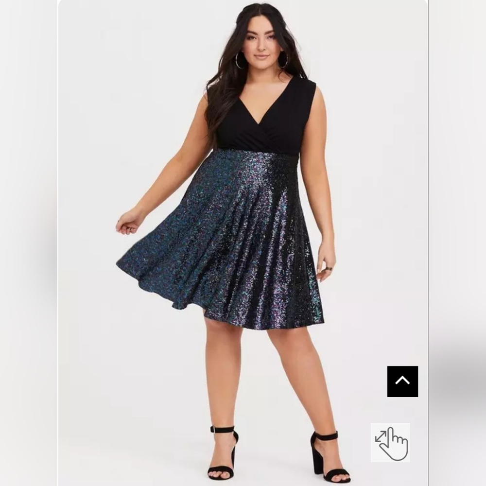Torrid Black and Purple Sequin Backless Dress
